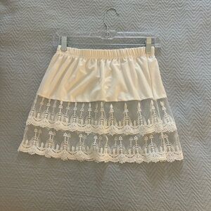 Elegant Cream Lace Skirt